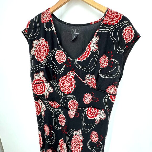 INC Floral Maxi Dress Womens Size 14 Babydoll Y2K Sleeveless Silk Empire Waist - Picture 1 of 8